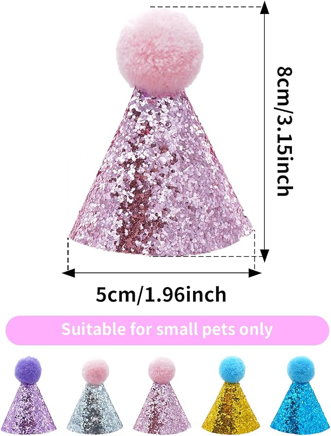 PET SHOW 5 Pack Mini Small Dog Hats Puppy Birthday Party Hats Cats Adjustable - Image 2