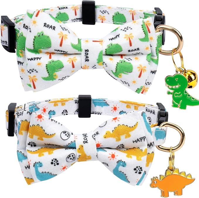 2 Pack Cotton Cat Collar with Bow Tie and Bell by Unknown