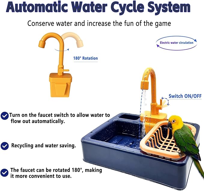 kathson Parrot Bathtub, Automatic Bird Shower Box, Bird Bathing Tub Pool Toy - Image 3