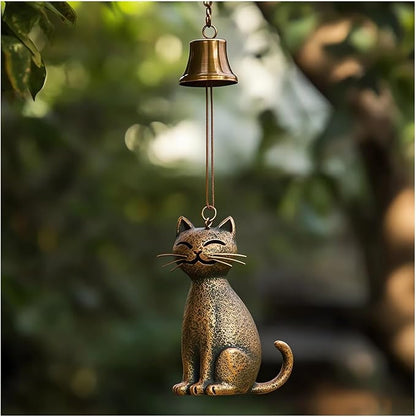 Cat Wind Chime 2025 New Unique Cat Garden Decor Outdoor Cat Statue Themed Gifts by GYLCTOM