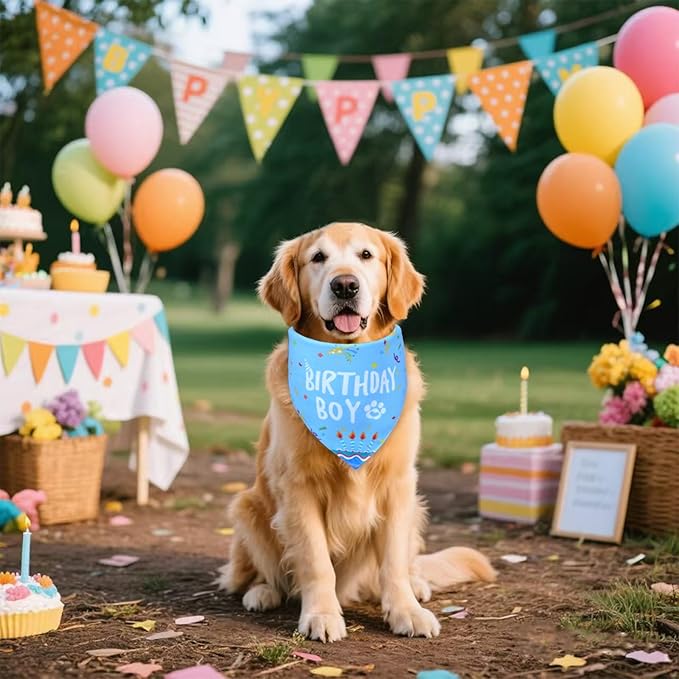 Dog Birthday Bandana Boy for Medium Large Dogs, Reversible 2 Patterns in 1 - Image 6