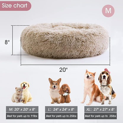 Calming Dog Bed & Cat Bed, Anti-Anxiety Donut Cuddler Warming Cozy Soft Round - Image 5