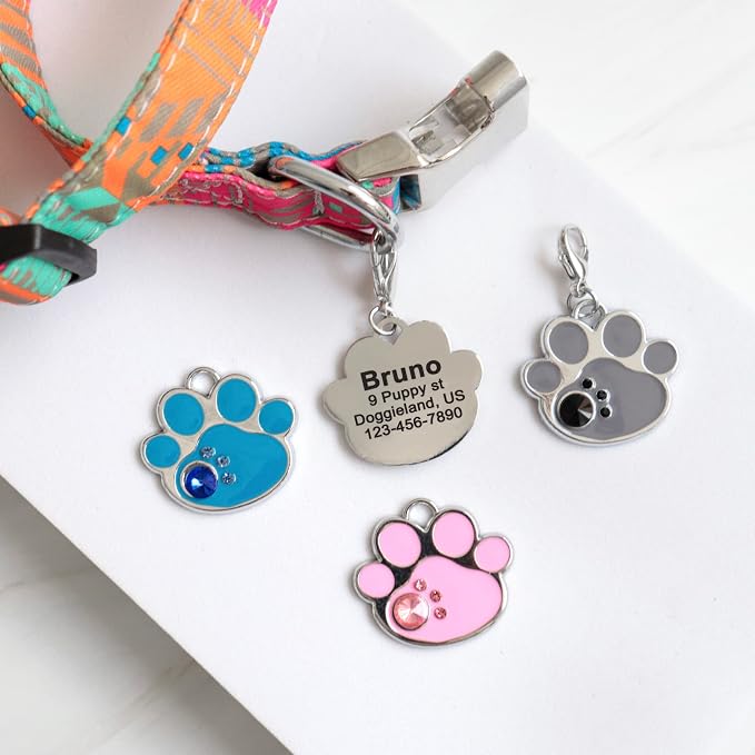 PAWNIMALS Paw Shape Dog ID Tag Stainless Steel Custom Laser Engraved, Cute - Image 5