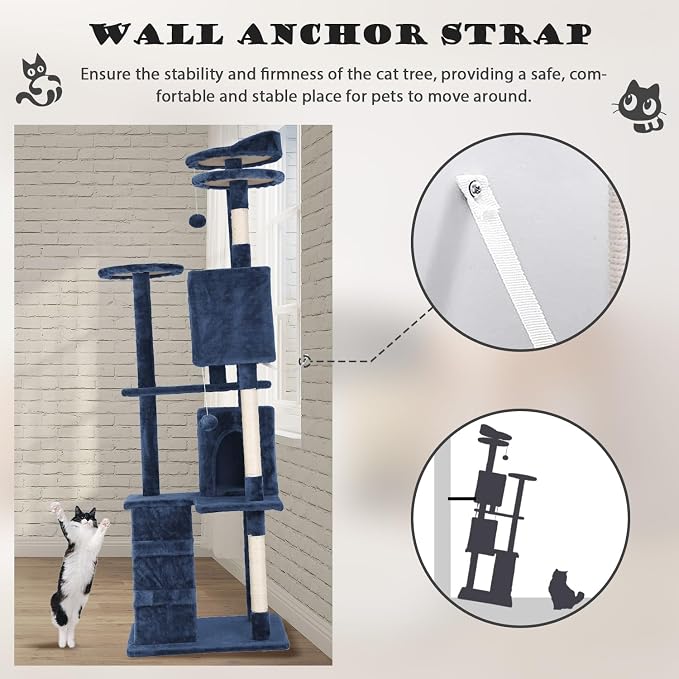 Heavy Duty Cat Tree Tower, Cat Condo, Hanging Ball - Image 2