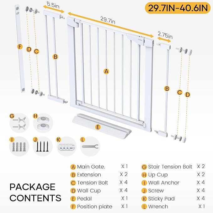 Cumbor 36" Extra Tall Baby Gate - Image 9