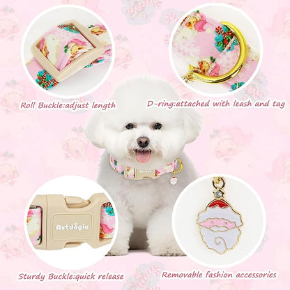 Christmas Dog Collar for Medium Dogs, Adjustable Poly-Cotton Fabric Collar - Image 3