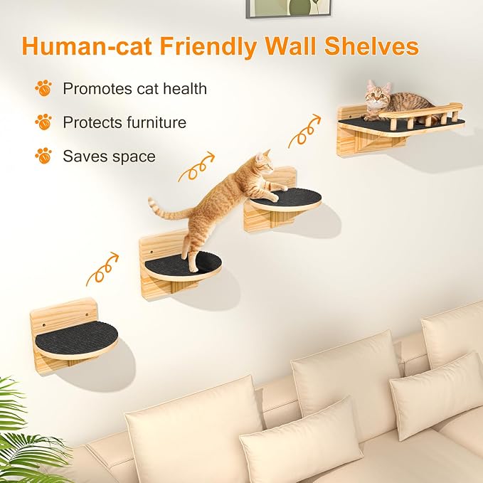 XiaZ Cat Wall Shelves, Cat Wide Climber Shelf - Image 4