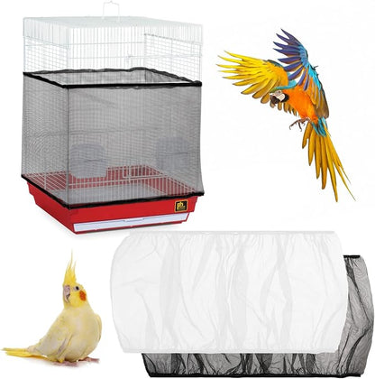 Bird Cage Cover 2 Pcs Universal Bird Cage Seed Catcher Parrot Nylon Mesh Net by Unknown
