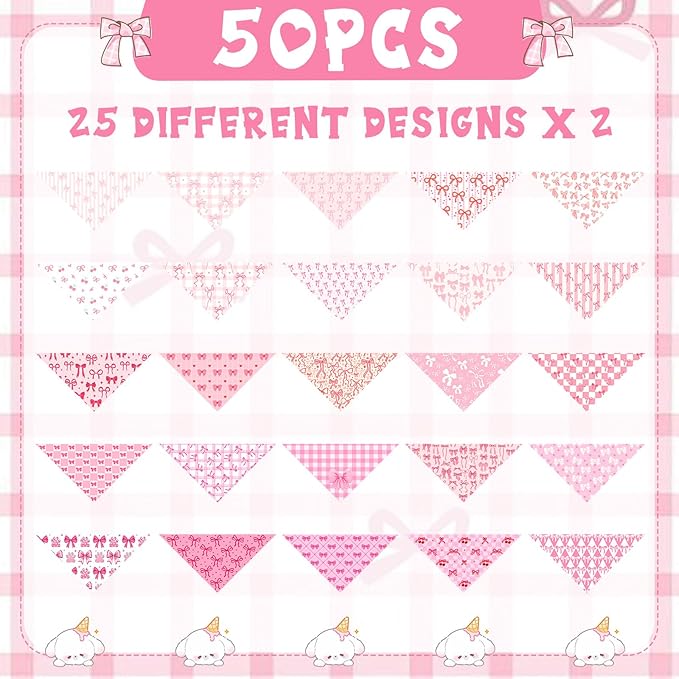 Kacctyen 50 Pcs Pink Dog Bandanas Bulk Spring Bandana - Image 3