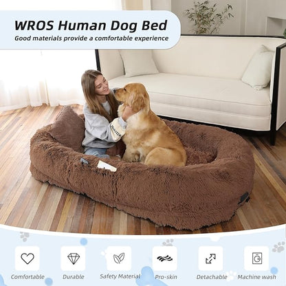 Human Dog Bed, Washable Faux Fur Pet Bed - Image 2