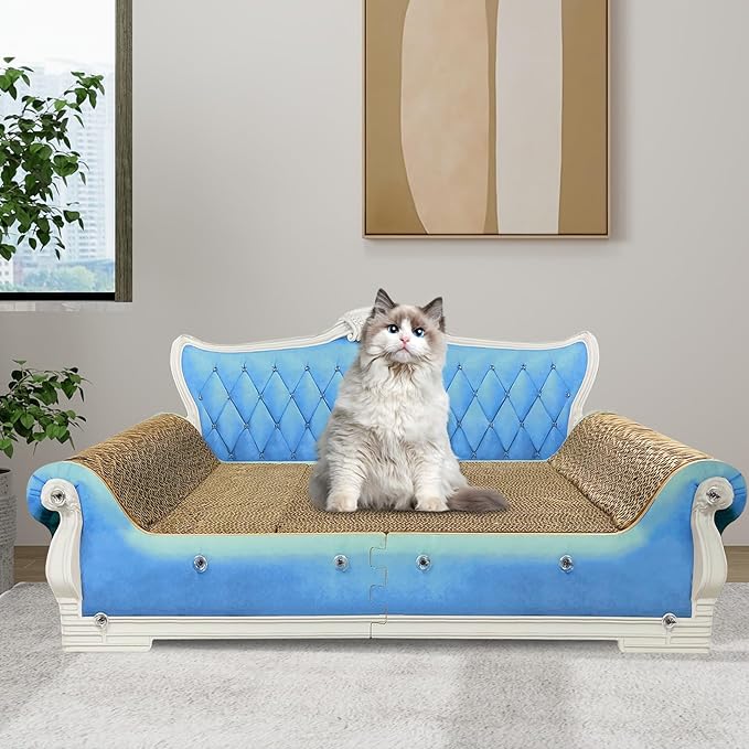 Luxury Cardboard Cat Scratcher Sofa Bed, Couch Shaped Scratching Board - Image 8