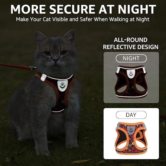 SCENEREAL Fall Thanksgiving Cat Harness and Leash Set Escape Proof, Soft Mesh - Image 4