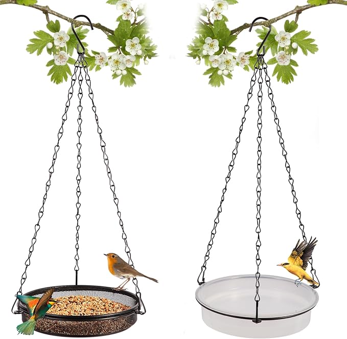 2-in-1 Set Hanging Bird Feeder and Bath by HRAYLTOP