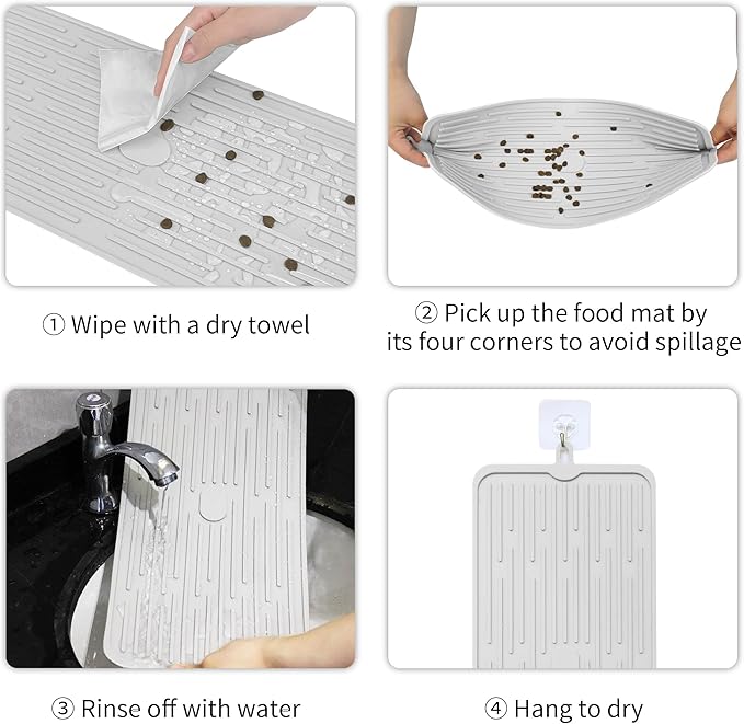 Ptlom Pet Placemat for Dog and Cat, Anti-Slip Waterproof Dogs Feeding Mat - Image 5