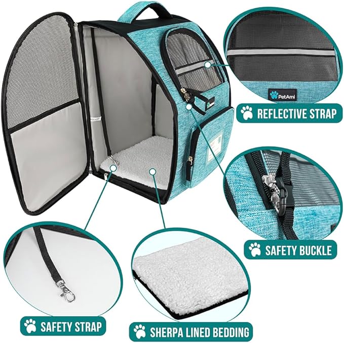 PetAmi Dog Backpack Carrier for Small Large Cat, Ventilated Pet Hiking Backpack - Image 4
