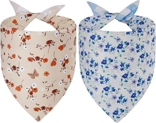 Spring Dog Bandanas XLarge 2PCS, 4 Pattern Summer Floral Scarf by Unknown