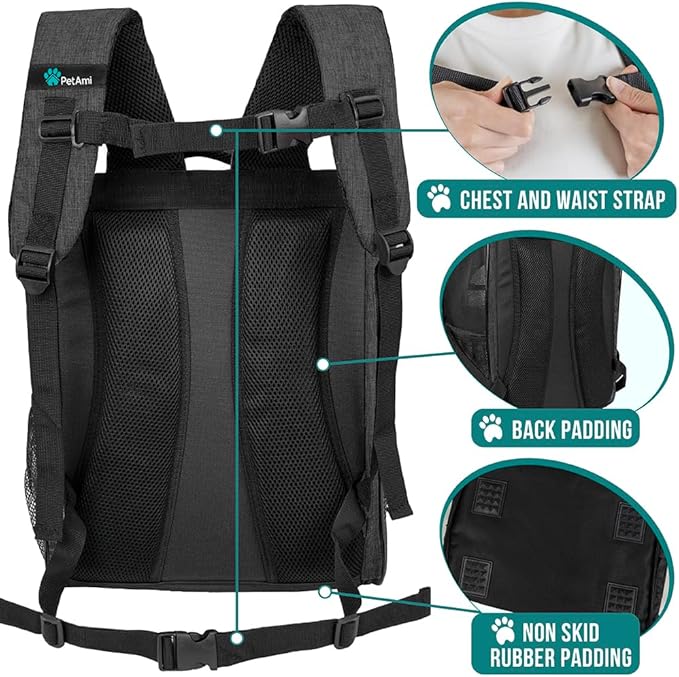 PetAmi Dog Backpack Carrier for Small Large Cat, Ventilated Pet Hiking Backpack - Image 5