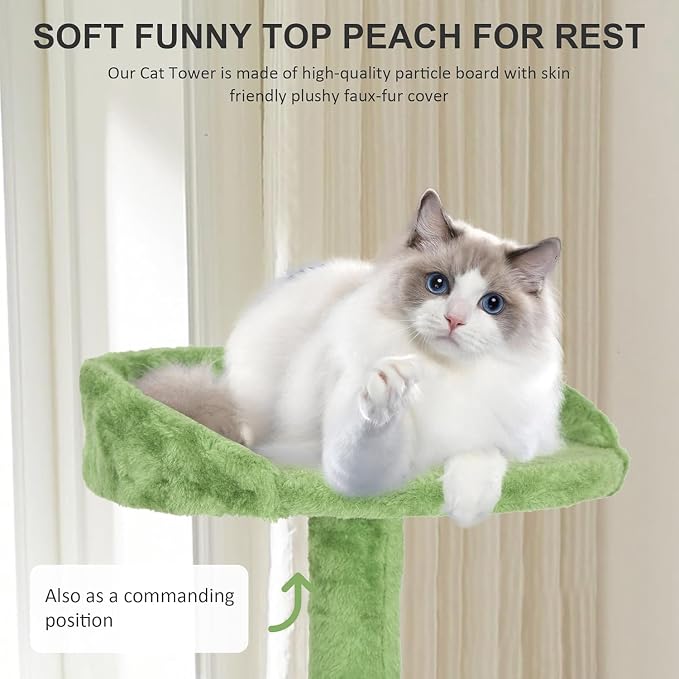 70 Inch Green Cat Tree, Tall Cat Tower - Image 5