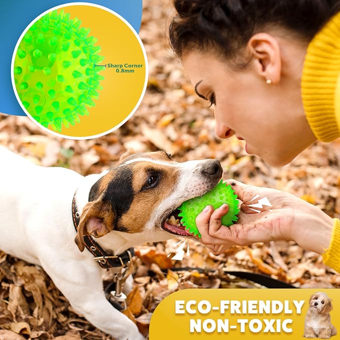 Puppy Toy 2.5” Squeaky Dog Balls Toys and Spikey Dog Ball - Image 5