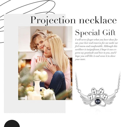Personalized Cute Dog Cat Paw Name Necklace Forever Love Custom Heart Pendant - Image 5