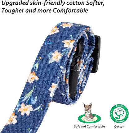 Cotton Handmade Dog Collar Cute and Distinctive Patterns Blue Tulip - Image 4