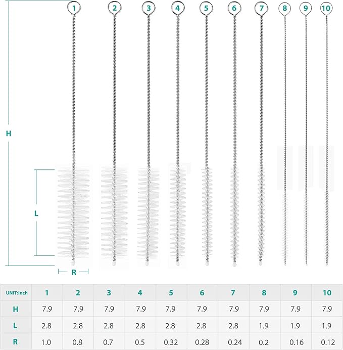 CiaraQ Bottle Cleaning Brushes, 8 Inch Nylon Tube Brush Set, Cleaner - Image 3