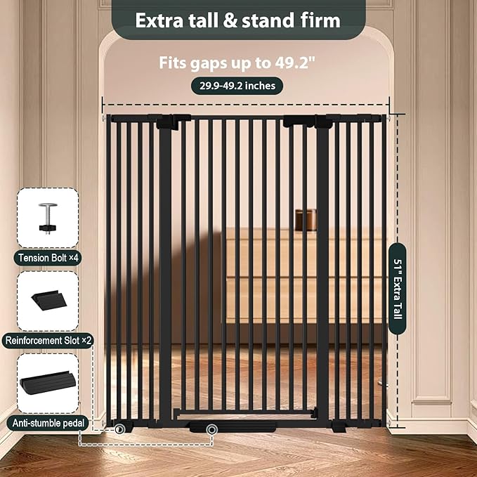 51'' Extra Tall Cat Gate 30-49.2'' Wide - Image 6