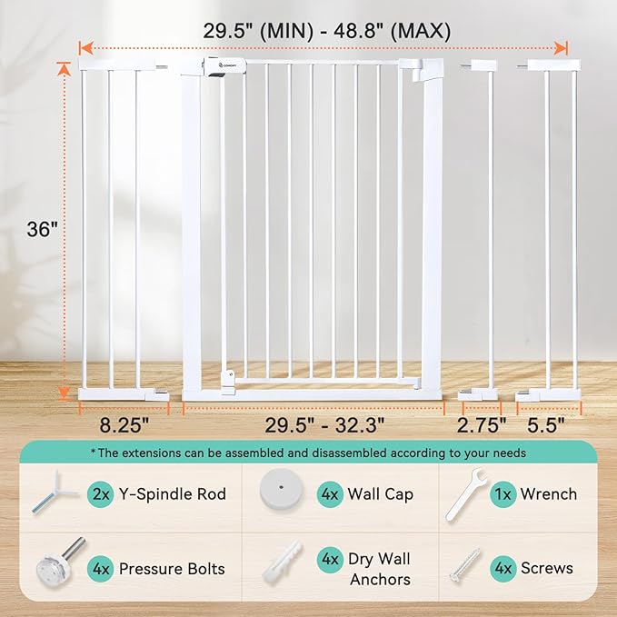 COMOMY 36" Extra Tall Baby Gate - Image 5