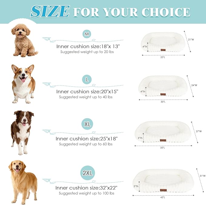 Cute Washable Dog Bed for Small Medium Dogs, Orthopedic Plush Rectangle - Image 5