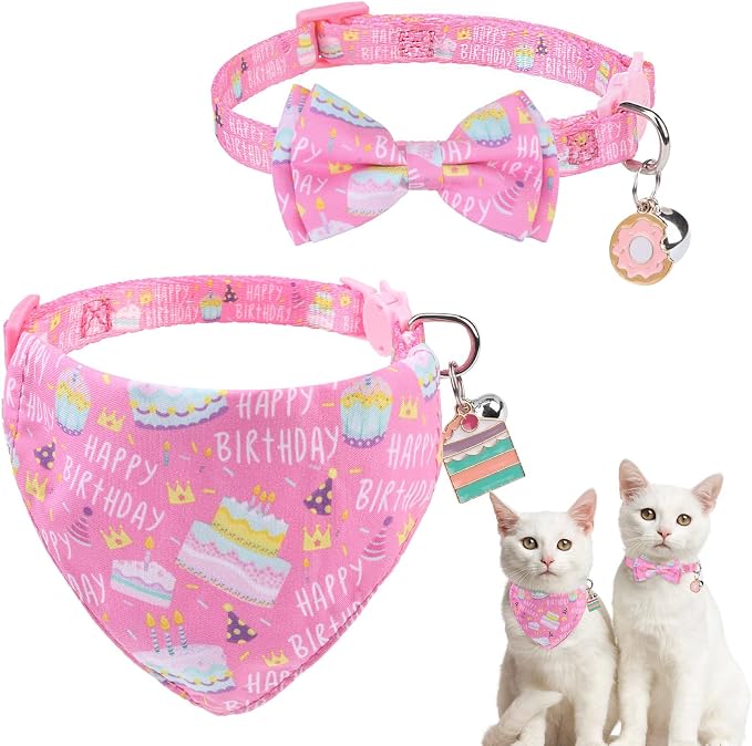 SCENEREAL Cat Bandana Collar for Birthday by SCENEREAL