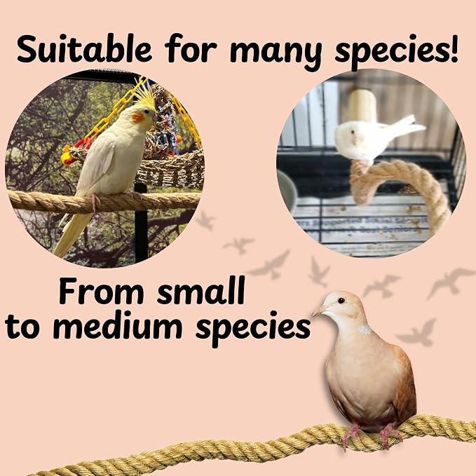 Bird Rope Perch for Parrots, Bendable Natural Jute Boing - Image 4