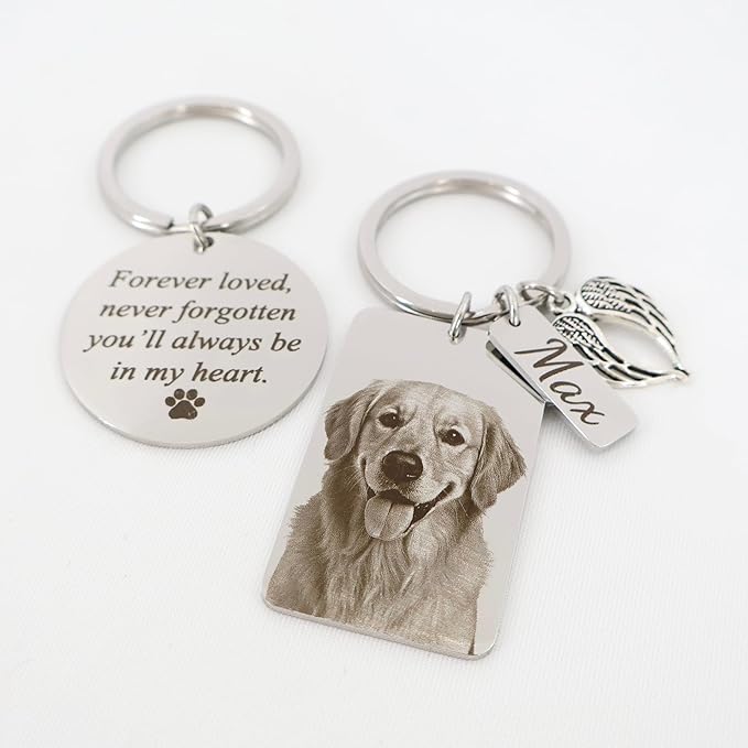 Custom Pet Portrait Keychain – Personalized Photo Engraved Keychain - Image 3