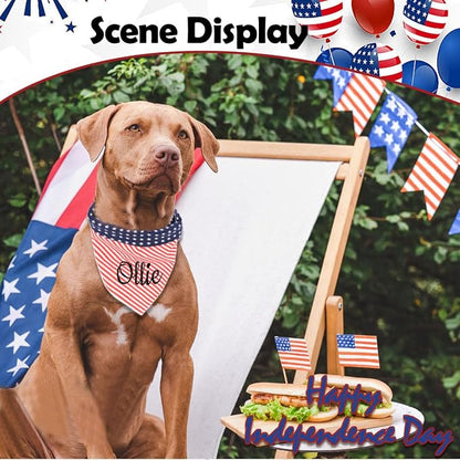 Personalized 4th of July Dog Bandana Embroidered Name Custom Neckwear Dog Scarf - Image 6