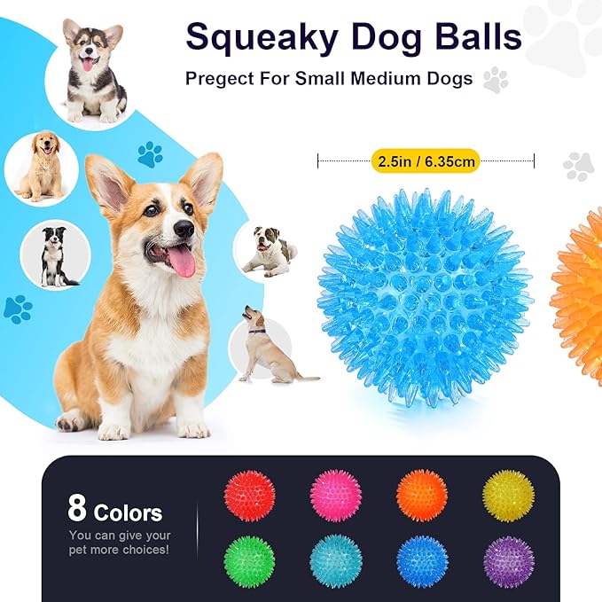 VITEVER 8 Colors 2.5” Squeaky Dog Toy Balls - Image 3
