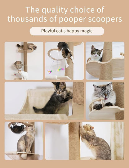 Floor-to-Ceiling Cat Tree with Natural Sisal Rope Scratching Post - Image 7