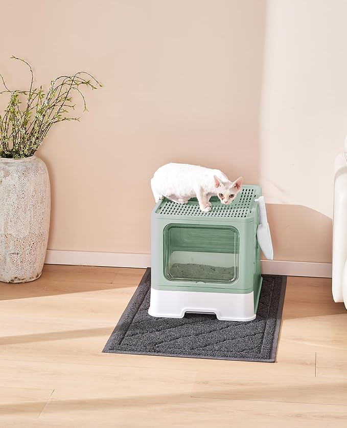 Cat Litter Box with X-Large Litter Mat and Scoop, Large Covered Litter Box with - Image 8