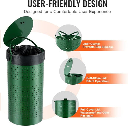 VEVOR Dog Poop Trash Can With 50 Liner Bags, 11.5 Gallons Outdoor Waste Bin - Image 3