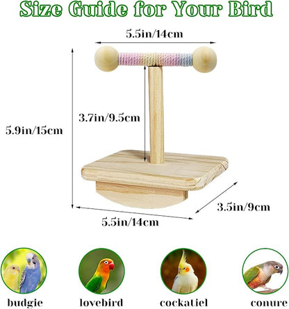 Natural Wood Bird Perch Stand Training, Intelligence Puzzle Enrichment Toys - Image 4