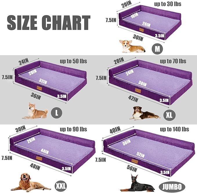 Patas Lague Orthopedic XL Dog Bed Large Sized Dog 42''X28'', Waterproof L - Image 5