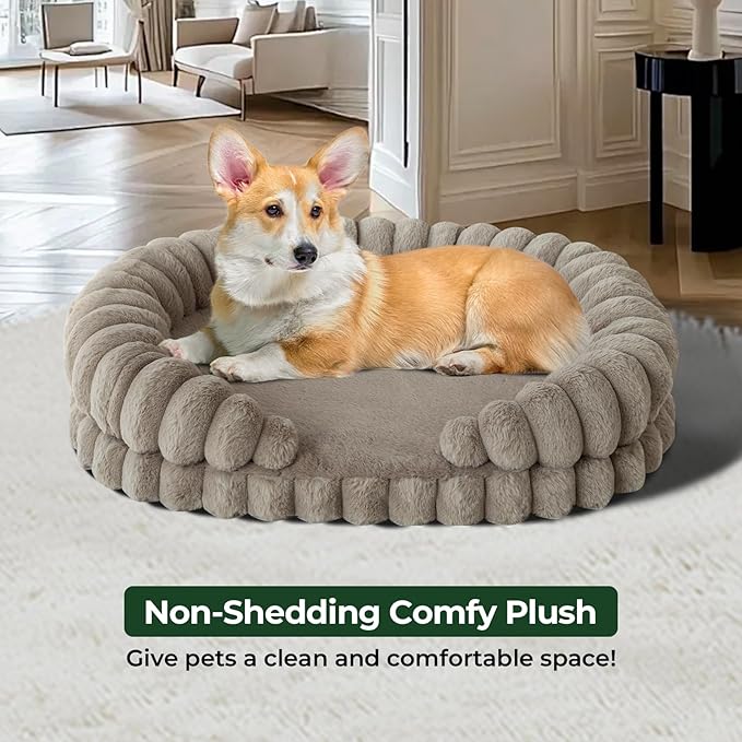 BALANCE Calming Dog Bed for Medium Sized Dogs, 30 Inches Oval Washable Pet Bed - Image 3