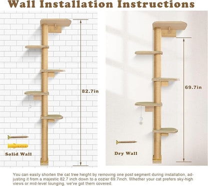 Wild Simulation Cat Tree for Kittens, 5-Level Floor to Ceiling Cat Wall Shelves - Image 6