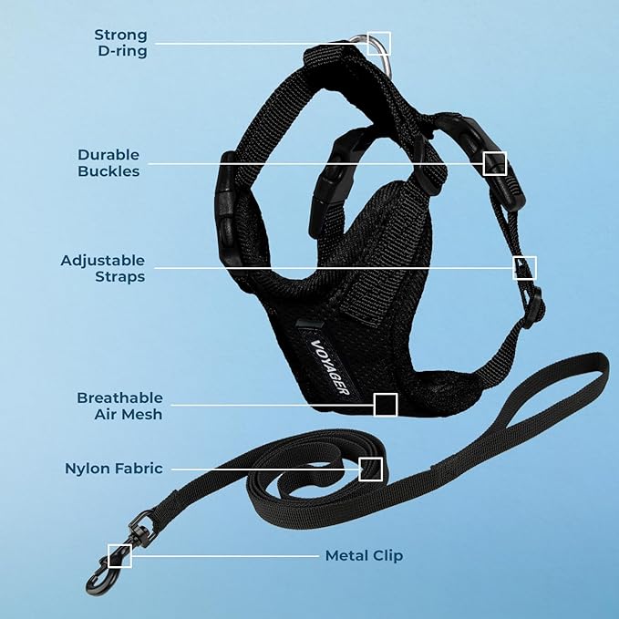 Voyager Escape-Proof Step-in Lock Cat Harness & 5ft Neoprene-Handle Leash Set - Image 3
