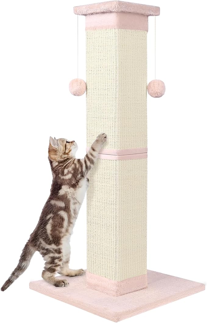Cat Scratching Post 33 Inch Nature Sisal Cat Scratch Post by SOCATER