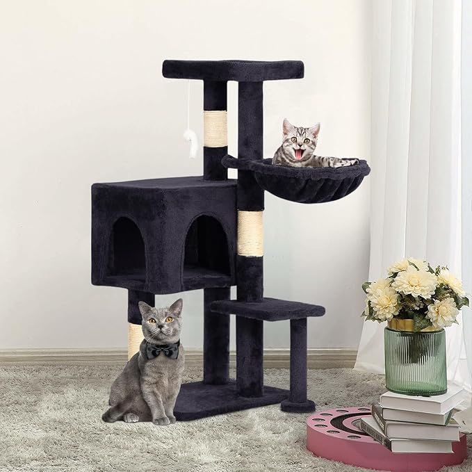 BestPet | 37" Cat Tree Tower | Dark Gray | Sturdy Multi-Level Cat Tree - Image 6