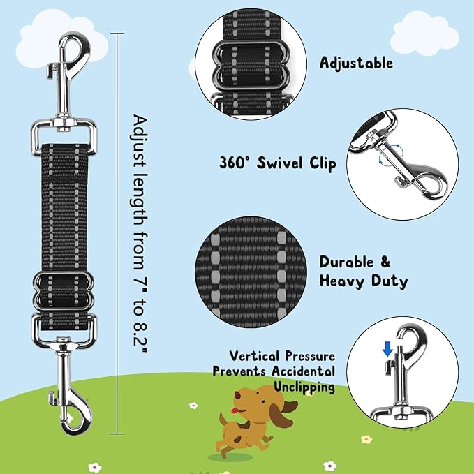 YUEPET Dog Safety Collar Clips 2 Pack Adjustable Prong Collar Backup Clips - Image 2