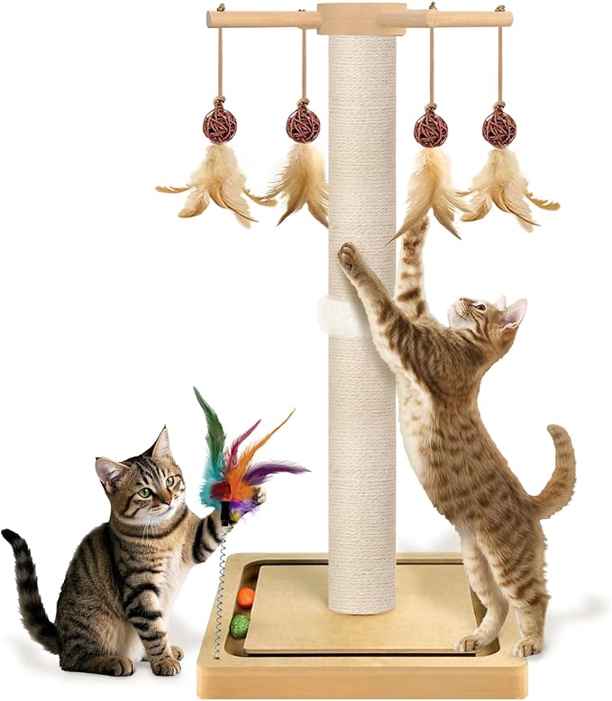 Tall Cat Scratching Post, 33 Inches, Large Scratcher Tree Tower by Awarmhome