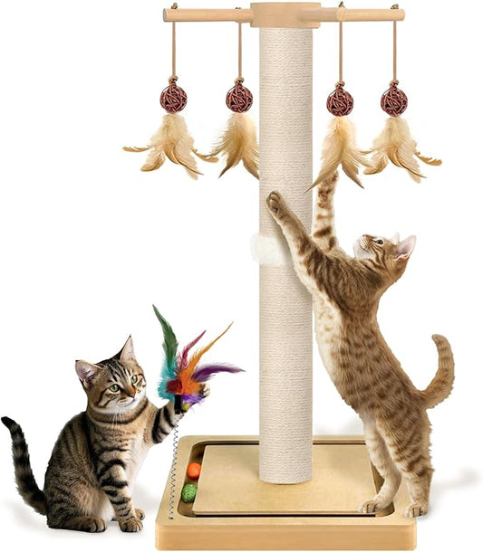 Tall Cat Scratching Post, 33 Inches, Large Scratcher Tree Tower by Awarmhome