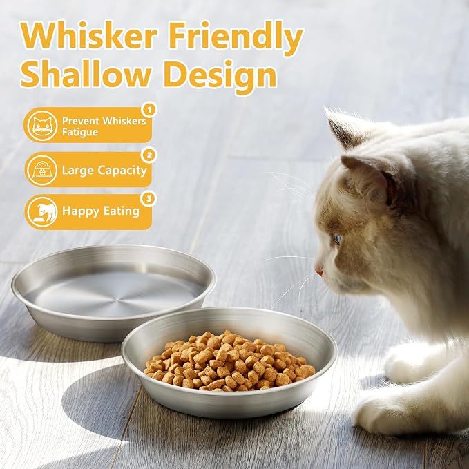 6-Pack Stainless Steel Cat Food Bowls, Shallow Whisker-Friendly Non-Slip - Image 4