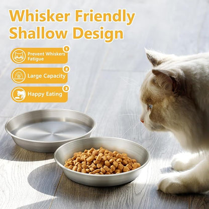 6-Pack Stainless Steel Cat Food Bowls, Shallow Whisker-Friendly Non-Slip - Image 4