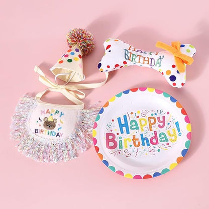 Cat Birthday Bandana Scarf and Party Hat Cute Tassels Bib Scarf and Birthday - Image 3